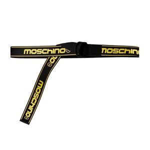 Moschino Mens Repeat Logo Leather Belt / Black